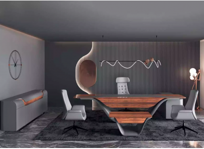 Ein luxuriöses Set für ein hochwertiges Büro im futuristischen Stil
