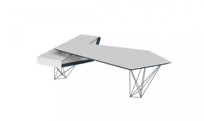 Arbeitszimmer buro Eckschreibtisch Couchtisch Sideboard Modern Weiß