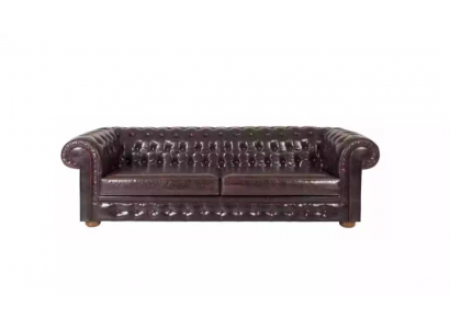 Chesterfield Design Luxus Polster Sofa Couch Sitz Garnitur Braun Textil