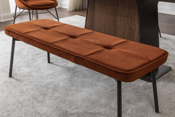 Essecke Essgruppe Esszimmer Esstisch Stühle Bank 8tlg Braun Orange