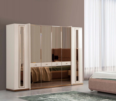 Schlafzimmer Komplett Set 4tlg Bett 2x Nachttische Kleiderschrank Betten