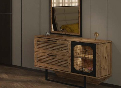  Loft Metall Gitter Kommode Spiegel Möbel Design Kommoden Holz Schlafzimmer Luxus 