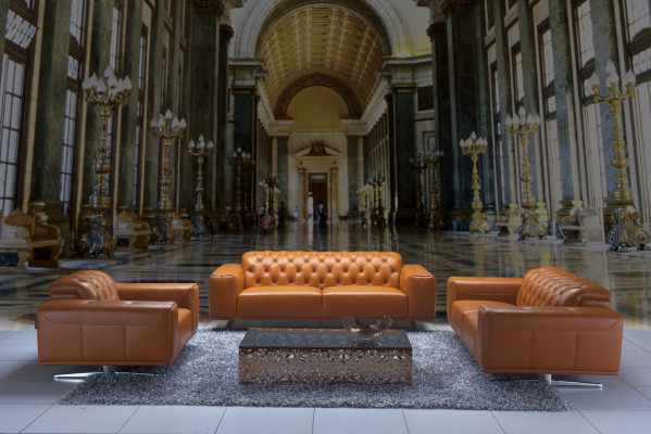 Chesterfield Sofagarnitur Set Braune Couchen Ledersofa Sofa Couch Klassische neu