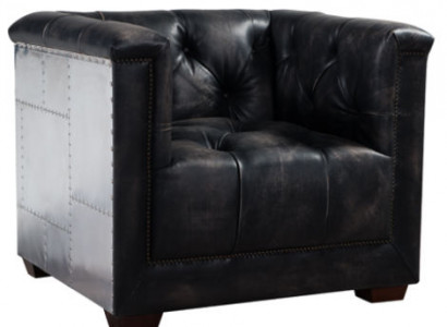 Sessel Schwarz Echtleder Ledersessel Flugzeug Design Flieger Armlehnsessel