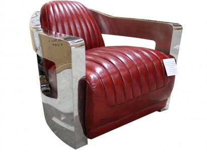 Vintage Ledersessel Rot Echtleder Retro Sessel Design Clubsessel aviator