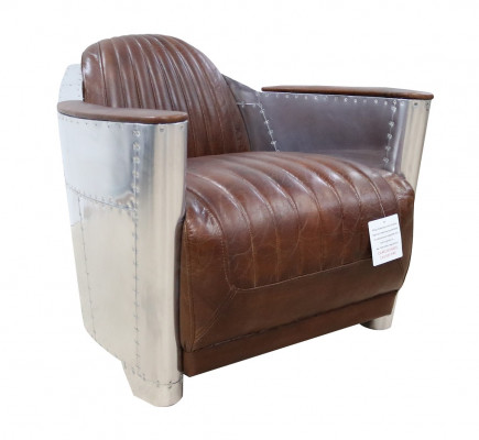 Club Sessel im Aviator-Stil Lounge Design Chrom Art Deco Leder Cocktail