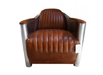 Ledersofa Sofa Couch Polster Einsitzer Sofas Couchen Flugzeug Aviator Aluminium