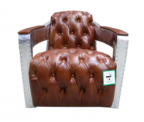 Chesterfield Sessel Knopf Geschlossen Sitzen Shabby Vintage Tan Echtes