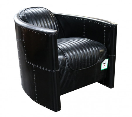 Aviator Sofa Sessel Couch club Lounge Vintage Aluminium Flugzeug Retro Echtleder