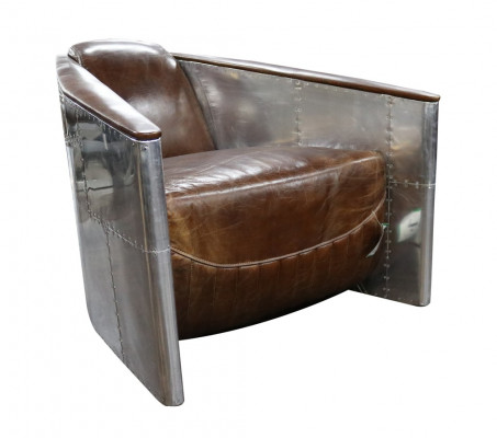 Aviator Sofa Sessel Echtleder Couch club Lounge Vintage Aluminium Flugzeug Retro