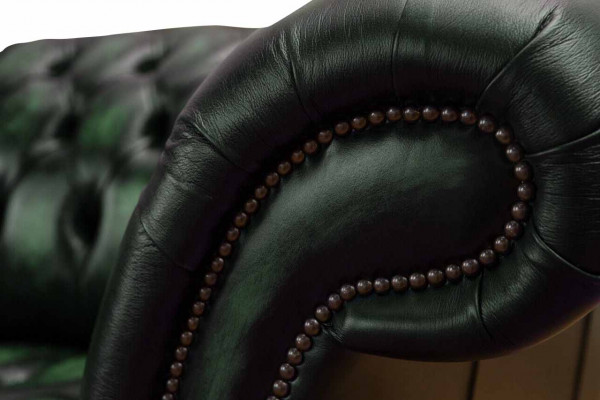 Chesterfield Couch Sofa Polster 3 Sitzer Leder Couchen Sitz Grüne Neu