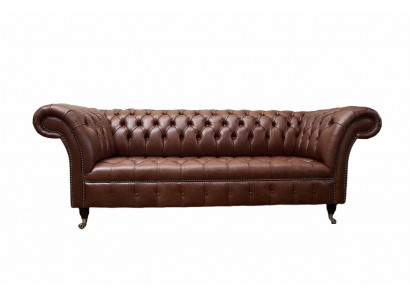 Chesterfield Sofa Dreisitzer Vintage Couches big xxl Braun Textil Leder