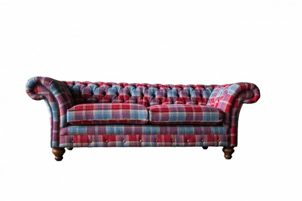 Chesterfield Modern 3 Sitzer Designer Sofa Luxus Polster Couch Stoff Textil Neu