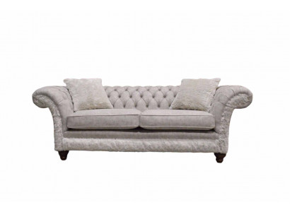Modern Dreisitzer Design Polster Sitz Textil Sofa 3 Sitzer Wohnzimmersofa Chesterfield Beige