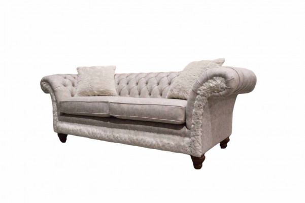 Modern Dreisitzer Design Polster Sitz Textil Sofa 3 Sitzer Wohnzimmersofa Chesterfield Beige