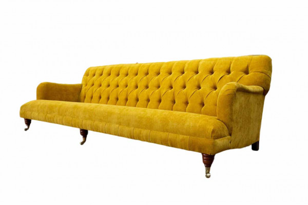 Design Chesterfield Chesterfield Textil Gelb 5 Sitzer Couch Polster Neu