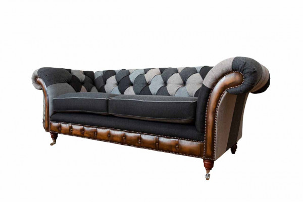 Design Polster Sofa 3 Sitzer Couch Luxus Klassische Textil Chesterfield