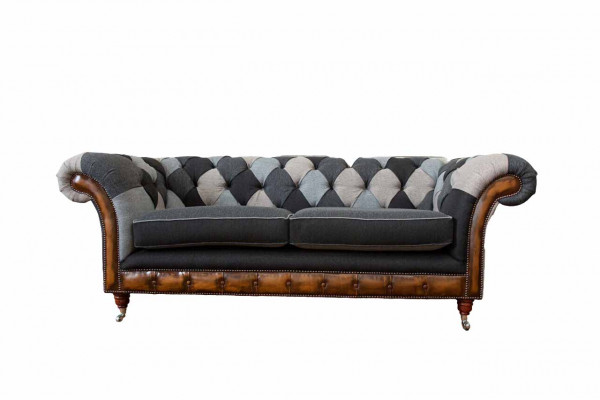Design Polster Sofa 3 Sitzer Couch Luxus Klassische Textil Chesterfield