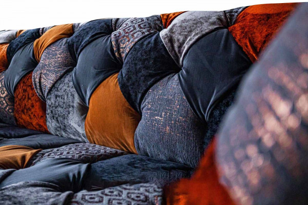 Chesterfield 3 Sitzer Sofa Couch Textil Samt Luxus Polster Sitz Big Samt