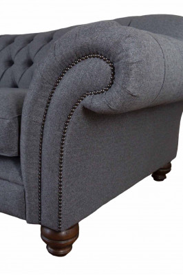 Moderm Sofa 3 Sitzer Luxus Textil Couch Grau Sofas Polster Stoff Neu