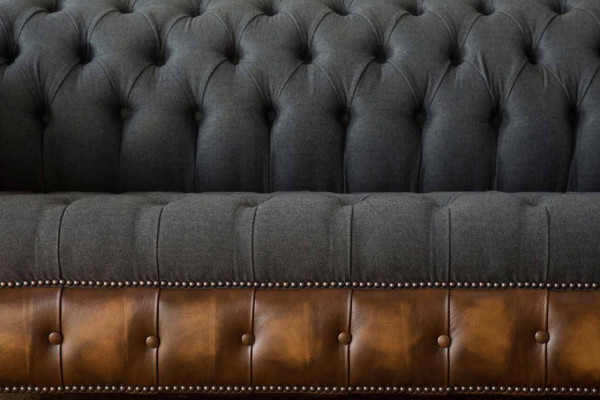 Design Schwarz Sofa 3 Sitzer Chesterfield Stoff Couch Sofa Polster Neu