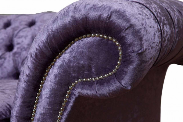 Chesterfield Dreisitzer Sofa 3 Sitzer Wohnzimmer Sofa Lila Stoff Couch