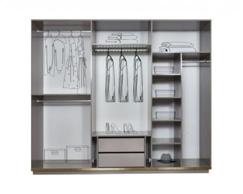 Garderobenschrank Kleiderschrank Moderne Holzschrank mit Spiegel Grau