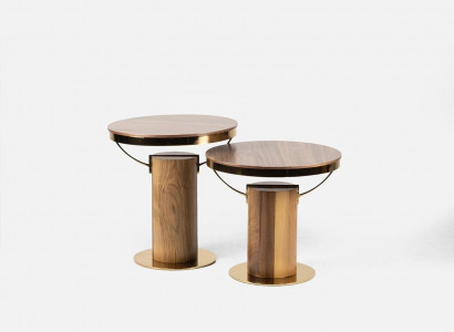 2x Rund Beisteltisch Braun Wohnzimmer Kaffeetisch Design Modern