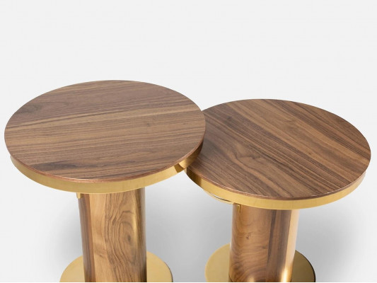 2x Rund Beisteltisch Braun Wohnzimmer Kaffeetisch Design Modern