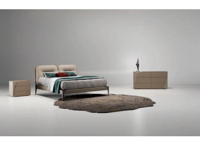 Schlafzimmer Set 5tlg. Set Bett 2x Nachttische Tischlampe Kommode Massiv Holz