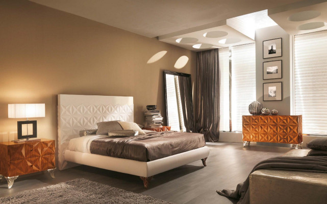 Betten Design Möbel Einrichtung 3 tlg. Schlafzimmer Set Bett mit 2 Nachttischen