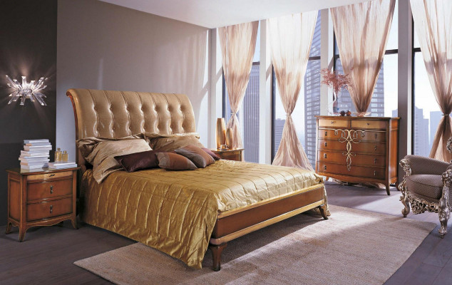 Schlafzimmer Braun Modern Doppelbett Möbel Bett Betten Bettrahmen Holz Doppel