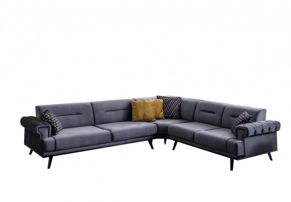 Exklusives Graues Ecksofa L-Form Designer Sofa Moderne Wohnzimmer Couch