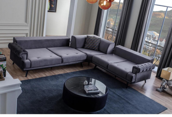 Exklusives Graues Ecksofa L-Form Designer Sofa Moderne Wohnzimmer Couch
