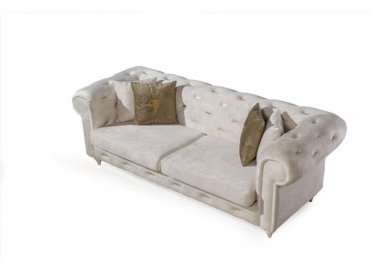 Weißer 2-Sitzer Designer Chesterfield Sofa Luxus Wohnzimmer 2-er Couch