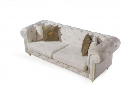 Weißer 2-Sitzer Designer Chesterfield Sofa Luxus Wohnzimmer 2-er Couch