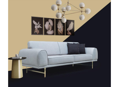 Grauer Moderner 3-Sitzer Designer Wohnzimmer Couch Luxus Polstersofa