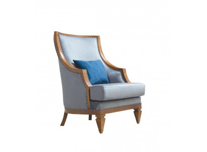 Moderner Grauer Sessel Textil Einsitzer Leder 1-Sitzer Wohnzimmer Neu