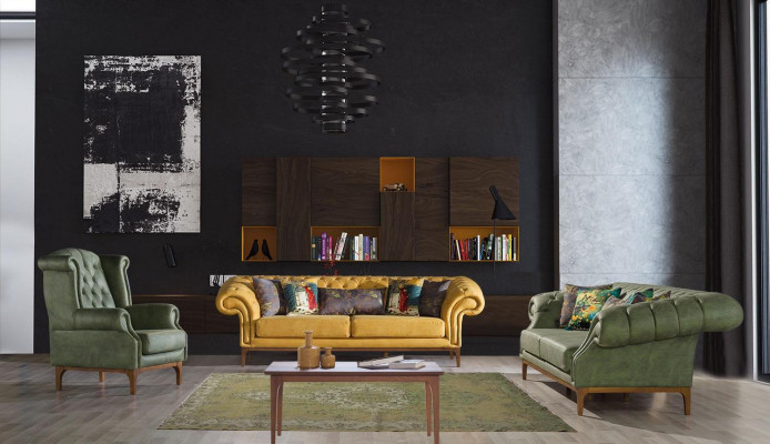 Grüner Chesterfield Luxus Sessel Polstersessel Designer Armlehnensessel