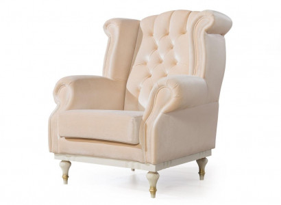 Weißer Retro Sessel Chesterfield Einsitzer Barsessel Wohnzimmer 1-Sitzer