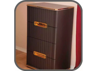 Kommode 4 Schubladen Sideboard Braun Gold Holz Schrank Schlafzimmer