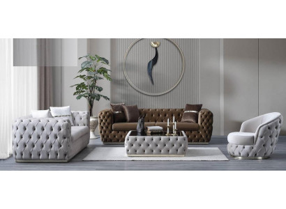 Luxus Sofagarnitur 3+3+1 Sitzer Set Design Sofa Polster Modern Garnitur