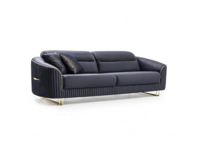 Sofa 3 Sitzer Polstersofa blau Textil Sitz Design Couch Modern Neu