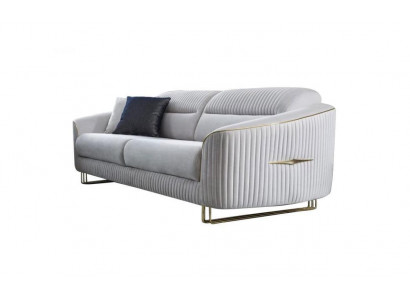 Sofa 3 Sitzer Polstersofa weiß Textil Sitz Design Couch Modern Neu