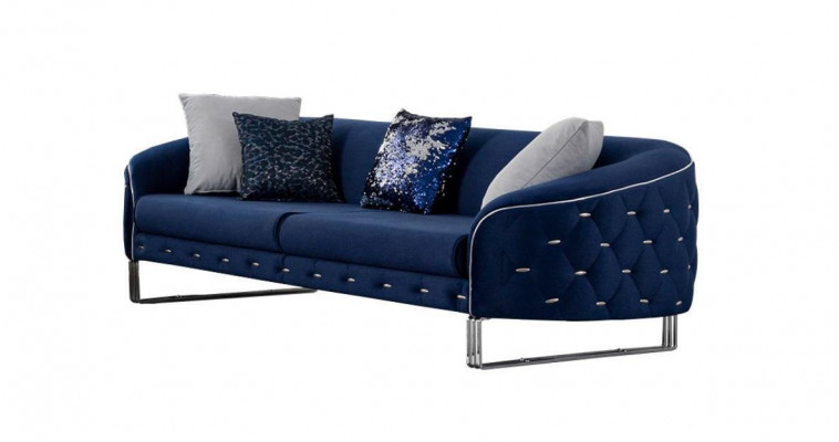Designer Sofa 3 Sitzer Chesterfield Couch Polster Sofas Design Blau