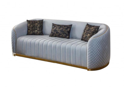 Sofa Luxus Wohnzimmer Modern Dreisitzer Möbel Sofa 3 Sitzer Holz Textil