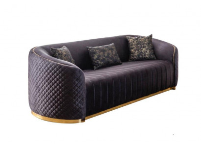 Sofa Luxus Wohnzimmer Modern Dreisitzer Möbel schwarz 3 Sitzer Holz Textil