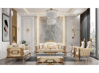 Luxus Sofagarnitur Klassisch Set3+3+1+1Sitzer Sofa Couch Garnitur Design Couchen