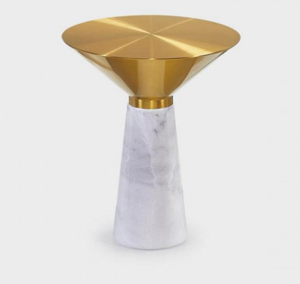 Moderner Runder Beistelltisch Kaffetisch Goldener Couchtisch Marmor