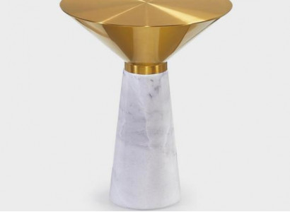 Moderner Runder Beistelltisch Kaffetisch Goldener Couchtisch Marmor